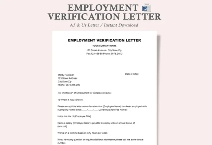 Employment Verification Letter Template